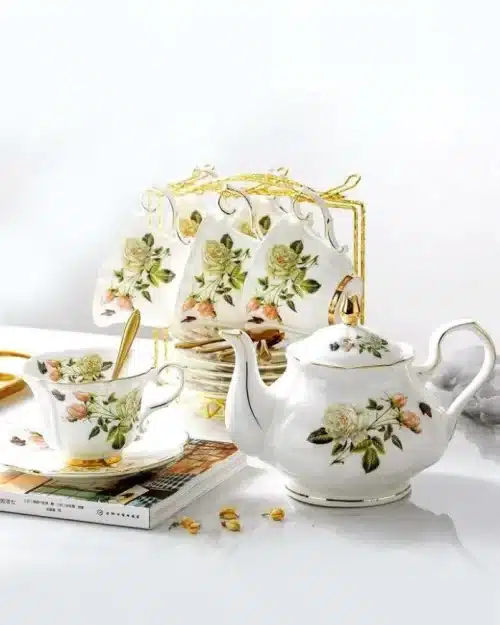 Royal Rose Ceramic Tea Cups Set