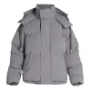 Ami Paris Men's Grey Hooded Down Jacket