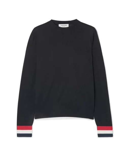 Thom Browne Striped grosgrain-trimmed merino wool sweater