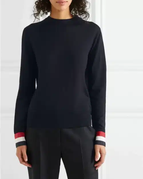 Thom Browne Striped grosgrain-trimmed merino wool sweater