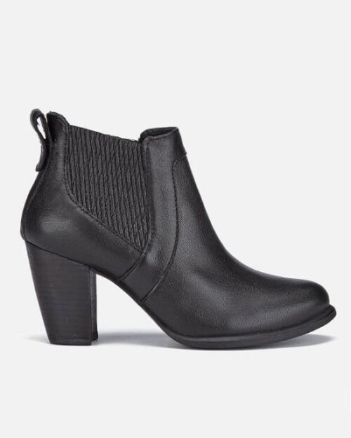 Women's Cobie II Leather Heeled Ankle Boots - Black