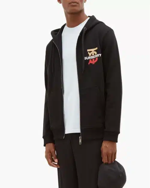 Burberry Logo and monogram-print cotton hooded sweatshirt
