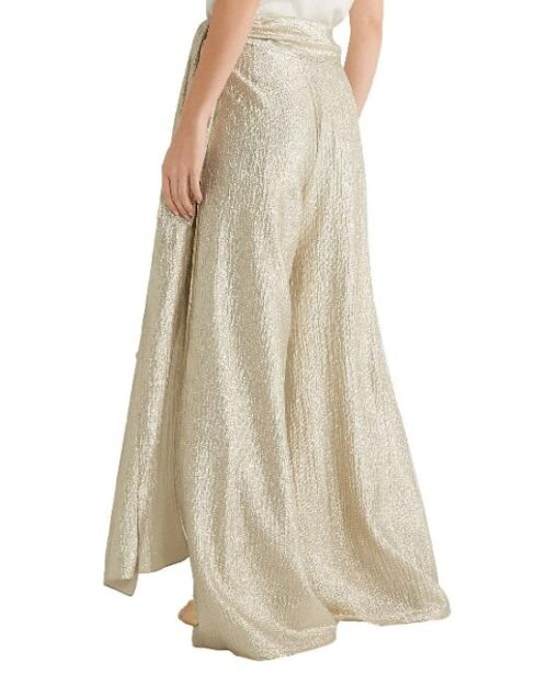 OSCAR DE LA RENTA Silk-blend lamé wide-leg pants