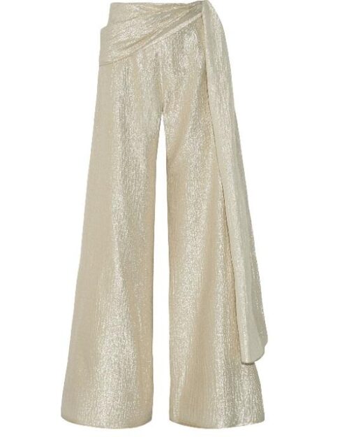 OSCAR DE LA RENTA Silk-blend lamé wide-leg pants