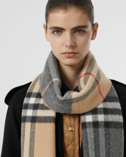 Burberry Long Reversible Check Double-Faced Cashmere Scarf