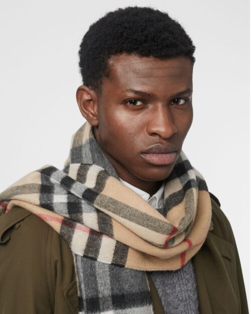 Burberry Long Reversible Check Double-Faced Cashmere Scarf