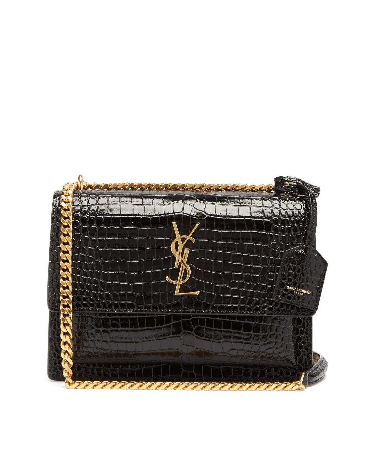 Saint Laurent Sunset Crocodile-Embossed Leather Bag