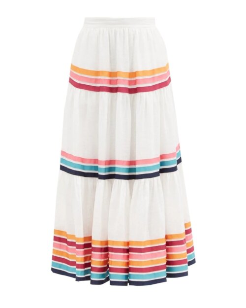 Zimmermann Lulu Stripe-Pattern Midi Skirt