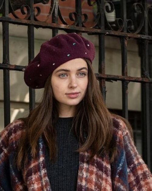 INC International Concepts Jewel-Embellished Beret Hat, Purple