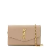 Saint Laurent Uptown YSL Monogram Grain de Poudre Wallet on Chain w/ Card Case