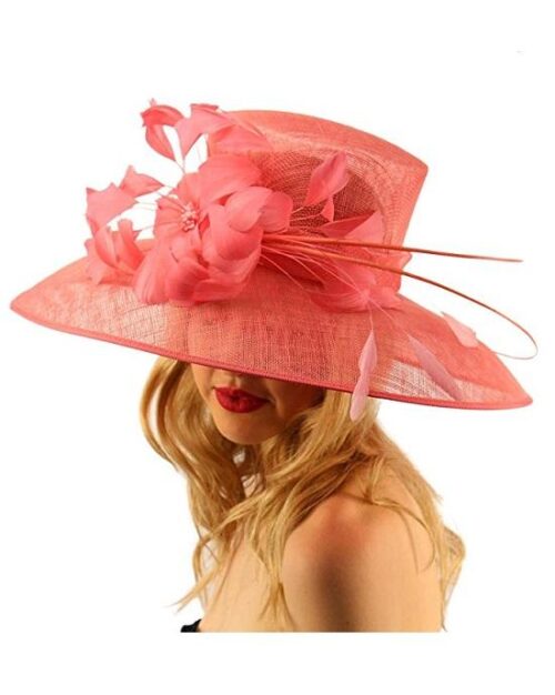 Fine Millinery by August Hat Co Bow & Feather Accented Mesh Straw Hat