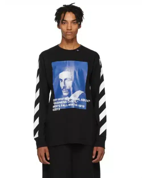 Off-White C/O Virgil Abloh Black Diagonal Bernini Long Sleeve T-Shirt