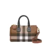 Burberry Mini Check E-Canvas Bowling Top-Handle Bag