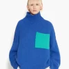 JW Anderson Blue Patch Pocket Turtleneck Jumper