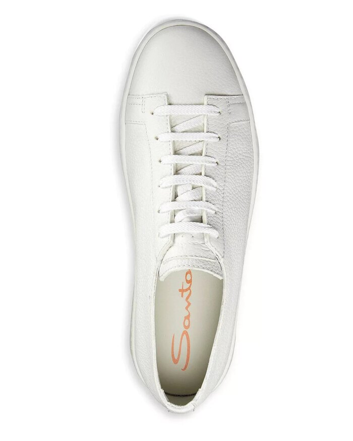 Santoni Men's White Lace-Up Low-Top Sneakers