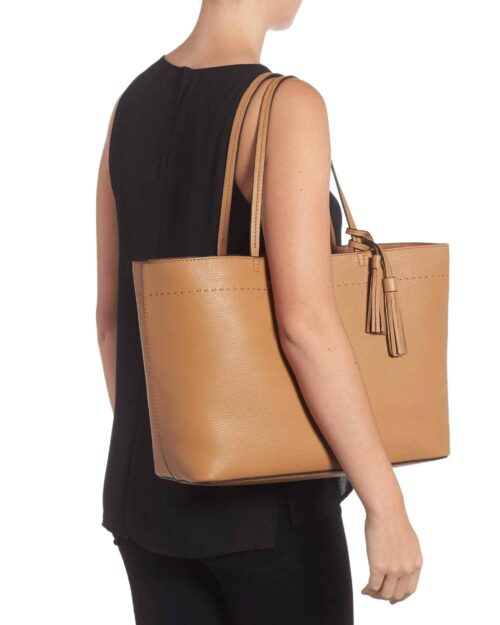 Tory Burch McGraw Leather Tote, Dk Tiramisu