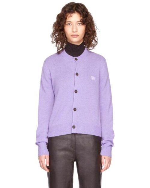 Acne Studios Lilac-Purple Patch Crewneck Cardigan