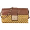 Michael Michael Kors Straw Gabriella Clutch Walnut Gold
