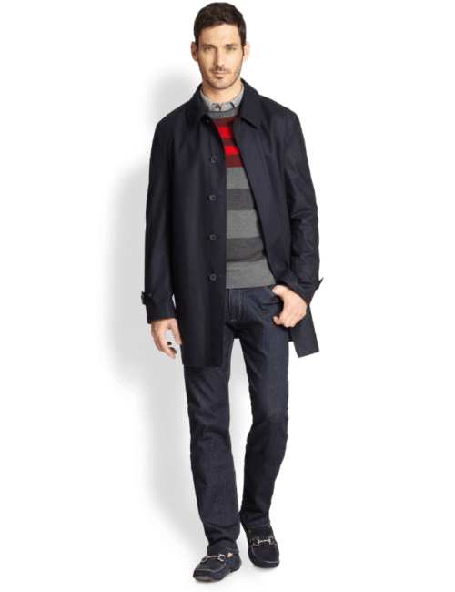 Canali Hidden-Button Trench Coat