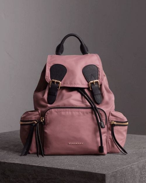 Buryerry Medium Rucksack in Technical Nylon and Leather