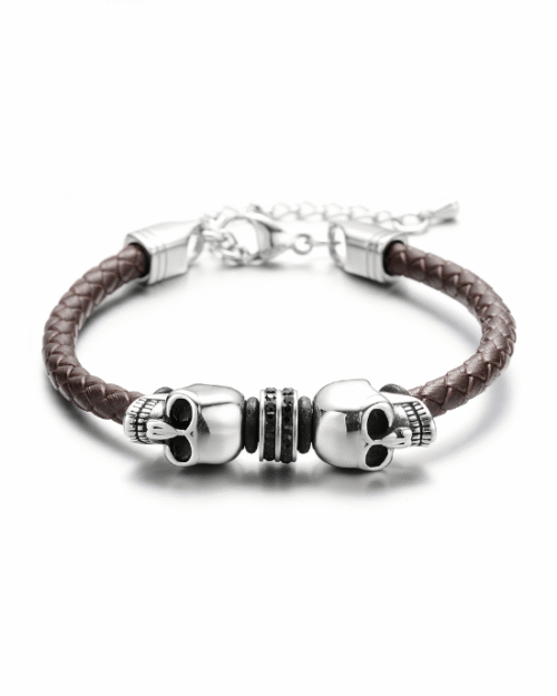 Steffe Men's Stainless Steel Beads Chain Hook Station Bracelet