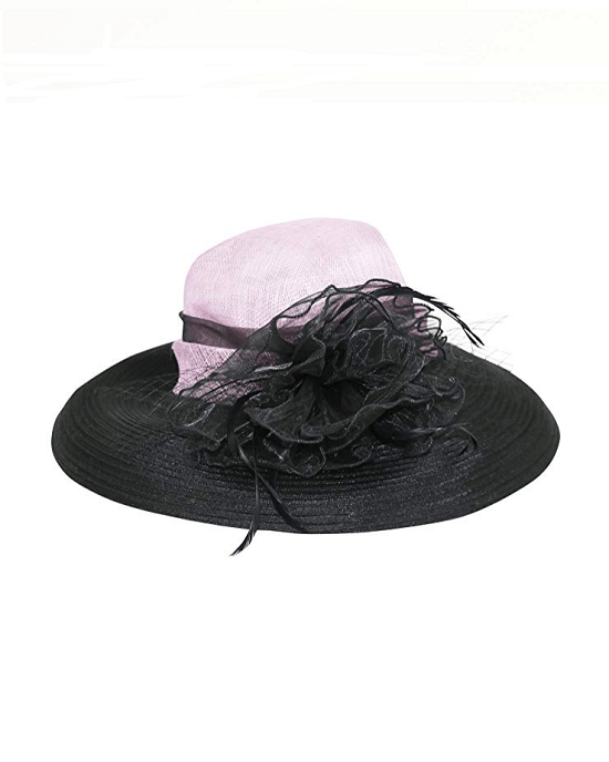 Fine Millinery by August Hat Co Bow & Feather Accented Mesh Straw Hat