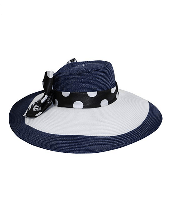 Fine Millinery by August Hat Co Polka Dot Band Wide Brim Sun Hat