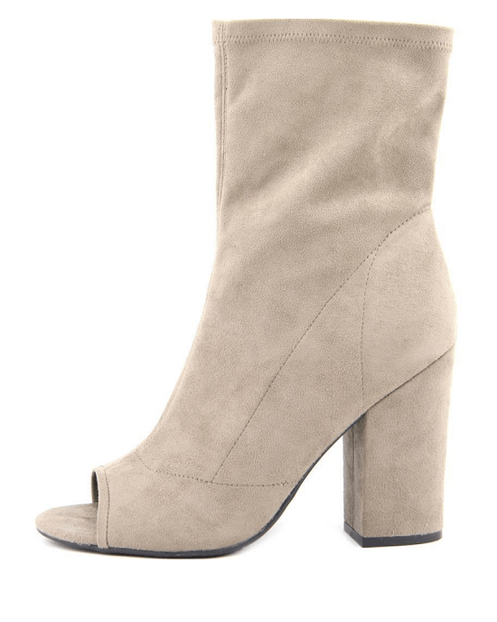 GUESS Galyna Peep Toe Block Heel Tall Ankle Booties,