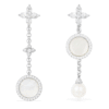 Apm Monaco Asymmetric Eternelle Dropping Earrings With Pearl And Mother Of Pearl