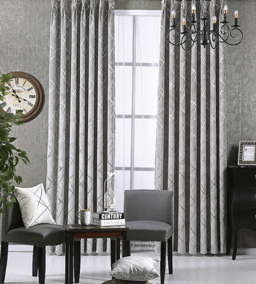 Sifan Geometrice Jacquard Pattern Window Blackout Modern Curtains Panel,