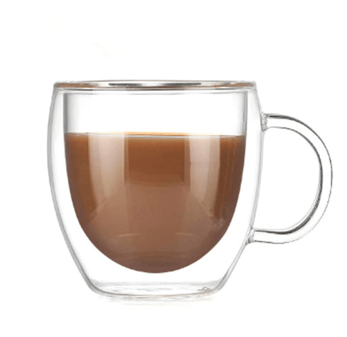 Double Wall Glass Handle Coffee Glasses Cups & Heart Love Shaped Double Wall Glasses Cups
