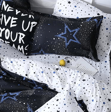 200TC Blue Gypsophila Bedding 4pcs Sheet Set,