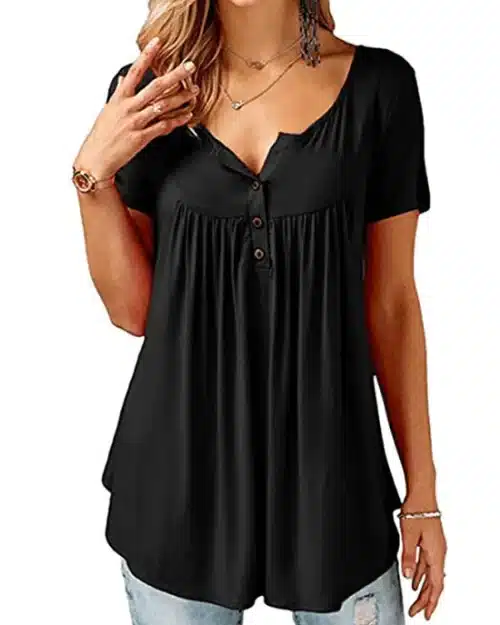 Women's V Neck Short Sleeve Top, Plus Size