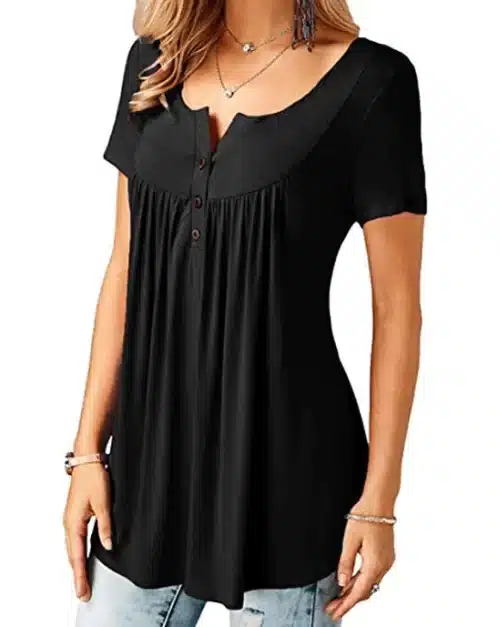 Women's V Neck Short Sleeve Top, Plus Size