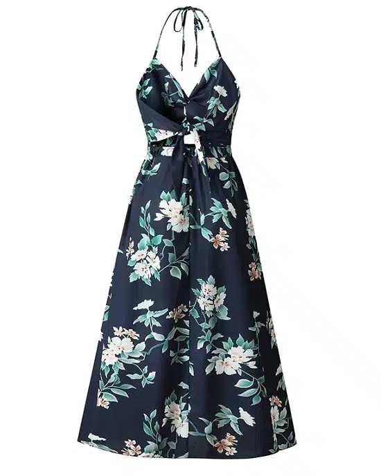 Women's High Waist Split Ruffle-Hem Wrap Dress