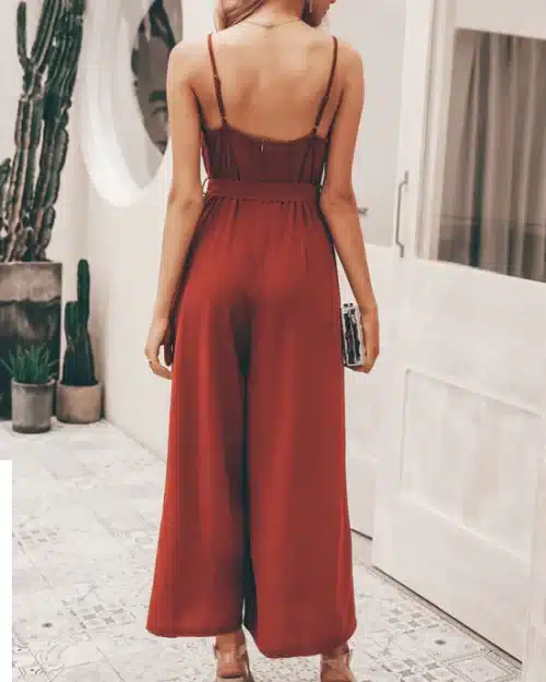 Women's V- Neck Solid Jumpsuits