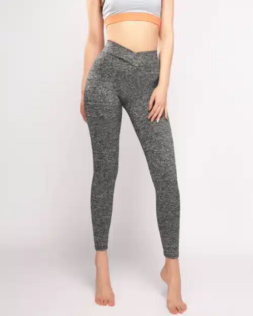 Women wear Stripe Down Space-Dye Leggings