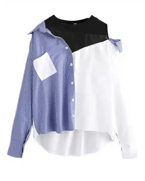 Women's Contrast Patchwork Blouse