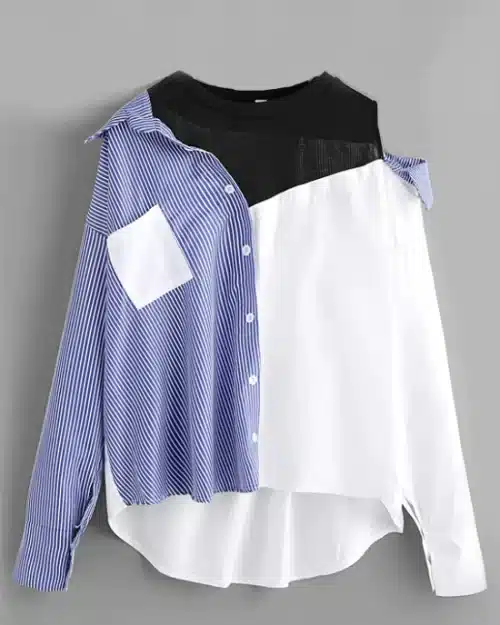 Women's Contrast Patchwork Blouse