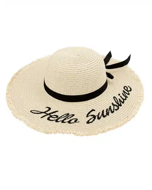 Ster Women's Black Ribbon Lace Up Large Brim Straw Hat