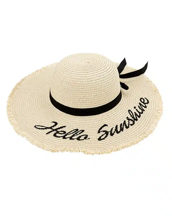 Ster Women's Black Ribbon Lace Up Large Brim Straw Hat