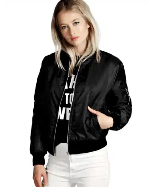 Women's Basic Bomber Long Sleeve Jacket