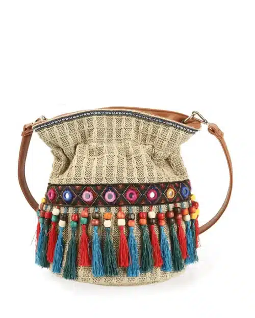 Women's Tassel Straw Bucket bag