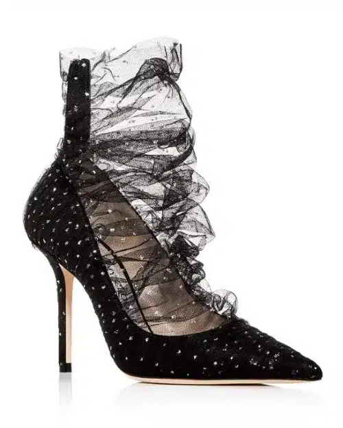 Jimmy Choo Women's Lavish 100 Glitter Tulle Pointed-Toe Pumps