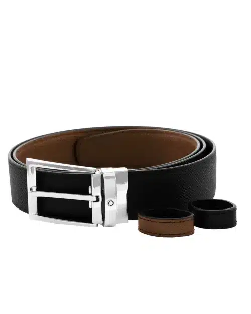 MontBlank Black/Dark Brown Reversible Cut-To-Size Business Belt