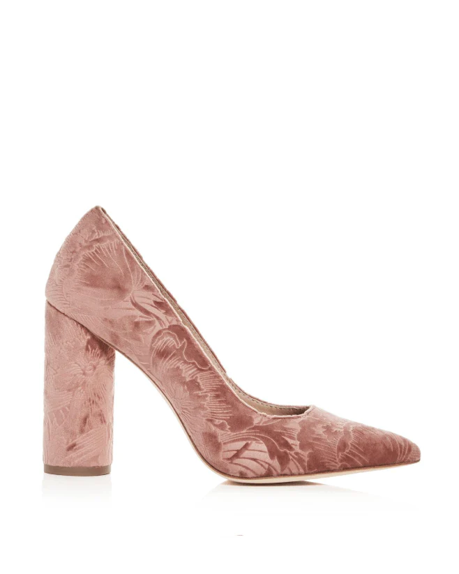 Pour La Victoire Cece Embossed Velvet Pointed Toe Pumps