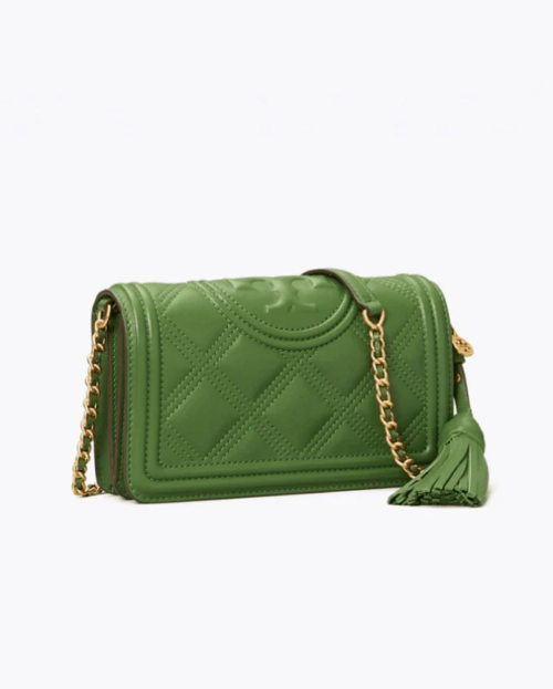 Tory Burch Fleming Soft Wallet Crossbody, Arugula