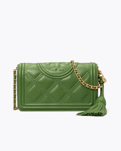 Tory Burch Fleming Soft Wallet Crossbody, Arugula