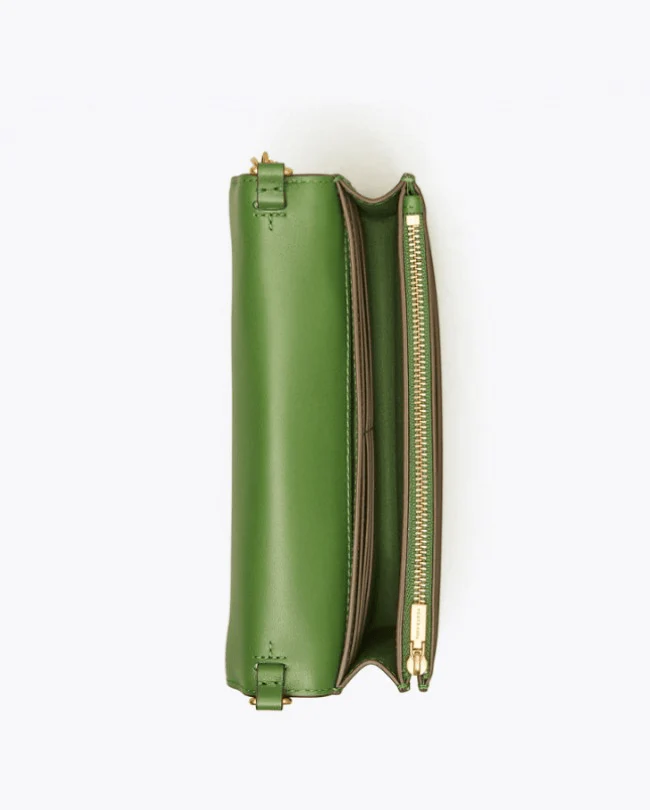 Tory Burch Fleming Soft Wallet Crossbody, Arugula