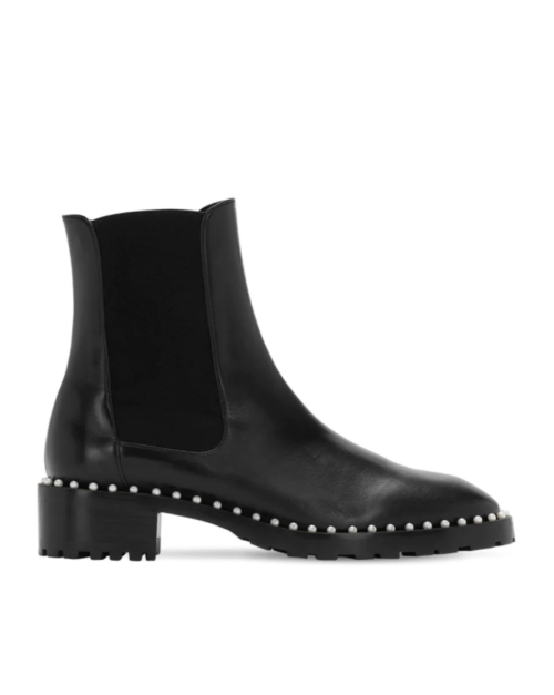 Stuart Weitzman Black Leather 25mm Ashlyn Beatle Boots